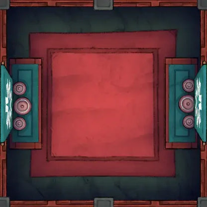Fox Spirit’s Island Palace - Modular Dungeon Tileset Battlemap - red square rug green purple - Digital, Foundry VTT,