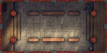 Fox Spirit’s Island Palace - Modular Dungeon Tileset Battlemap - red black industrial-style metal grate - Digital,