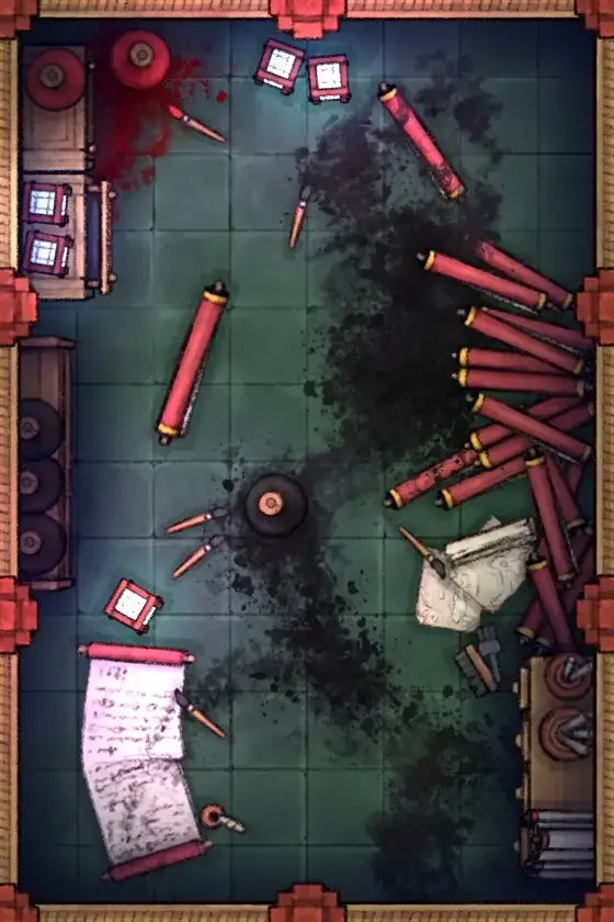 Fox Spirit’s Island Palace - Modular Dungeon Tileset Battlemap - red gold scroll intricate designs - Digital, Foundry