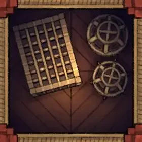 Fox Spirit’s Island Palace - Modular Dungeon Tileset Battlemap - wooden crate metal wheels crossbars - Digital, Foundry