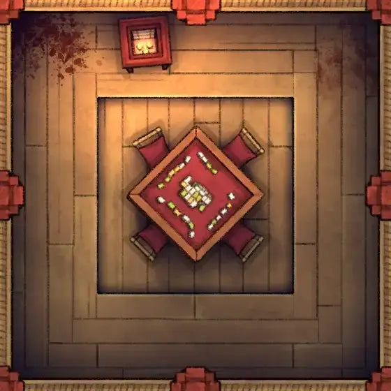 Fox Spirit’s Island Palace - Modular Dungeon Tileset Battlemap - wooden table red gold accents - Digital, Foundry VTT,