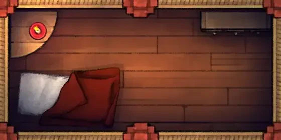 Fox Spirit’s Island Palace - Modular Dungeon Tileset Battlemap - wooden bed frame red pillows - Digital, Foundry VTT,