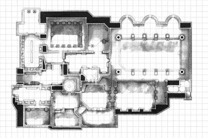 Greco-Roman Bathhouse Battlemap - detailed dungeon map - Digital, Foundry VTT, Print