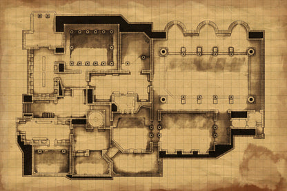 Greco-Roman Bathhouse Battlemap - detailed floor plan - Digital, Foundry VTT, Print