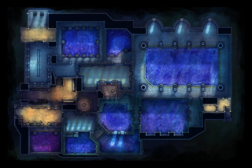 Greco-Roman Bathhouse Battlemap - fantasy dungeon map - Digital, Foundry VTT, Print
