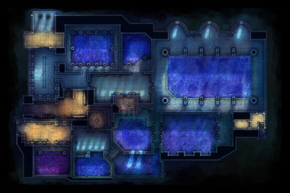 Greco-Roman Bathhouse Battlemap - fantasy dungeon map - Digital, Foundry VTT, Print