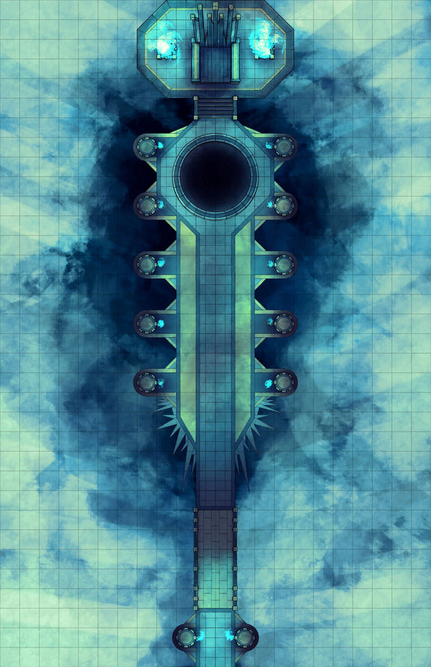 Hades’ Throne Room & Other Thrones Battlemap - futuristic sky bridge - Digital, Foundry VTT, Print