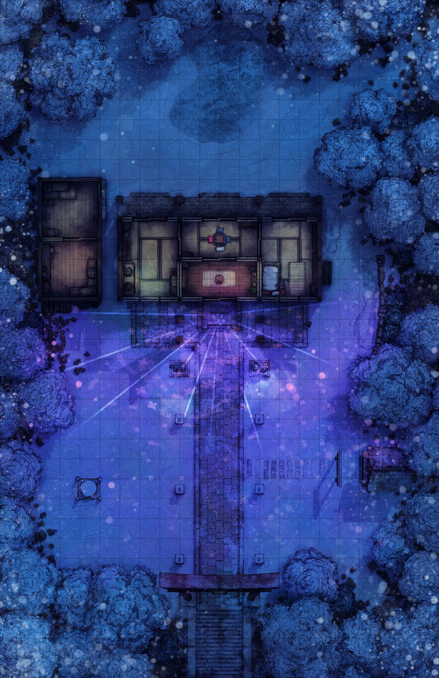 Hakurei Shrine Battlemap - nighttime battle map - Digital, Foundry VTT, Print