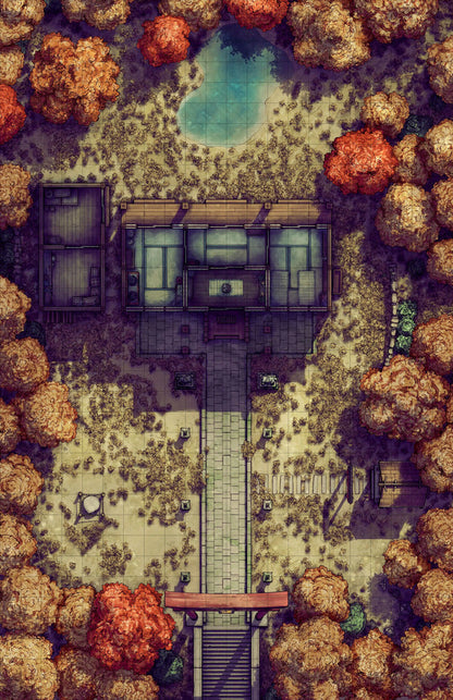 Hakurei Shrine Battlemap - overhead view japanese temple - Digital, Foundry VTT, Print