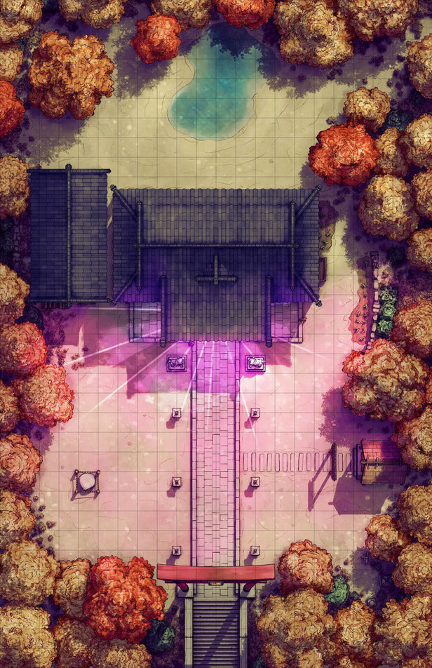 Hakurei Shrine Battlemap - overhead view japanese temple - Digital, Foundry VTT, Print
