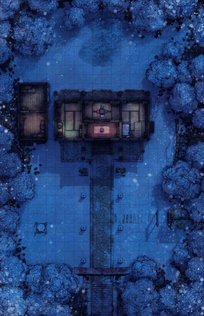 Hakurei Shrine Battlemap - snowy japanese - Digital, Foundry VTT, Print
