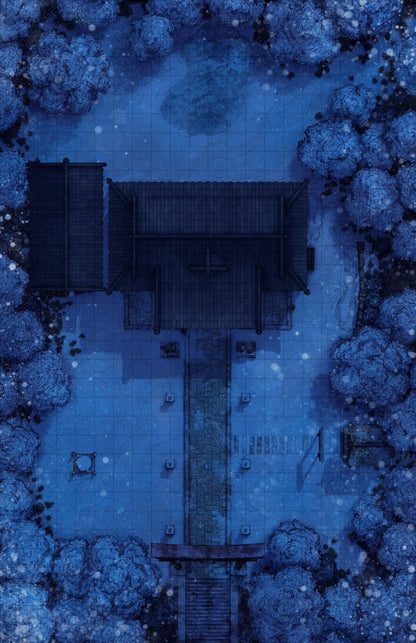 Hakurei Shrine Battlemap - snowy temple grounds - Digital, Foundry VTT, Print