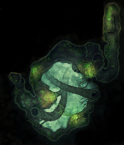 Hidden Spirit Tree Library Battlemap - green dragon map - Digital, Foundry VTT, Print
