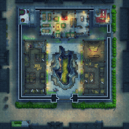 Imperial Caravanserai Post Station & Inn Battlemap - detailed complex - Digital, Foundry VTT, Print