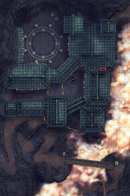 Iron Gate Monk Monastery Battlemap - asian-style fortress - Digital, Foundry VTT, Print