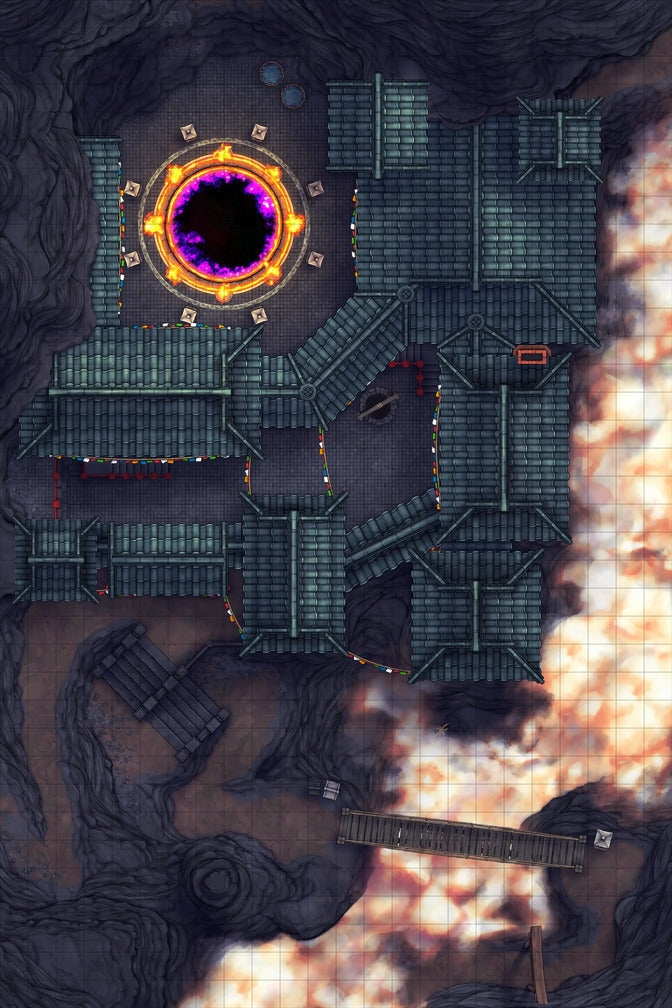 Iron Gate Monk Monastery Battlemap - dark fantasy battle map - Digital, Foundry VTT, Print