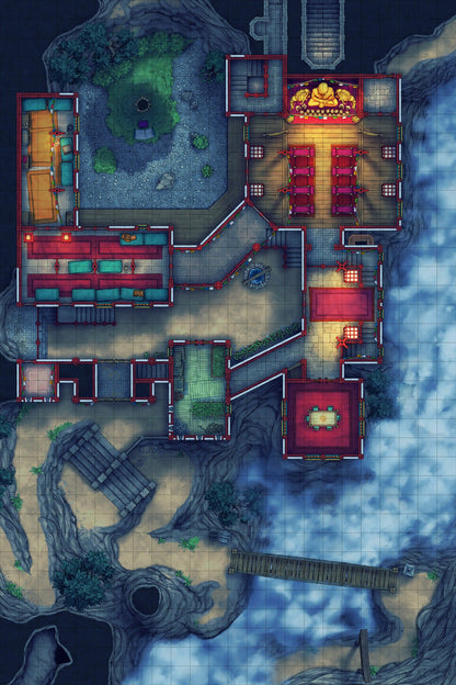 Iron Gate Monk Monastery Battlemap - detailed floor plan - Digital, Foundry VTT, Print