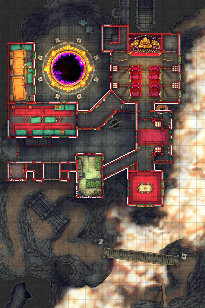 Iron Gate Monk Monastery Battlemap - elaborate dungeon map - Digital, Foundry VTT, Print