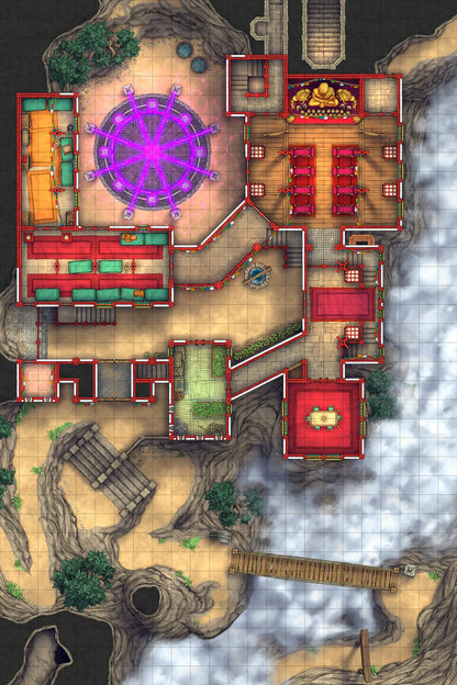 Iron Gate Monk Monastery Battlemap - elaborate fantasy - Digital, Foundry VTT, Print