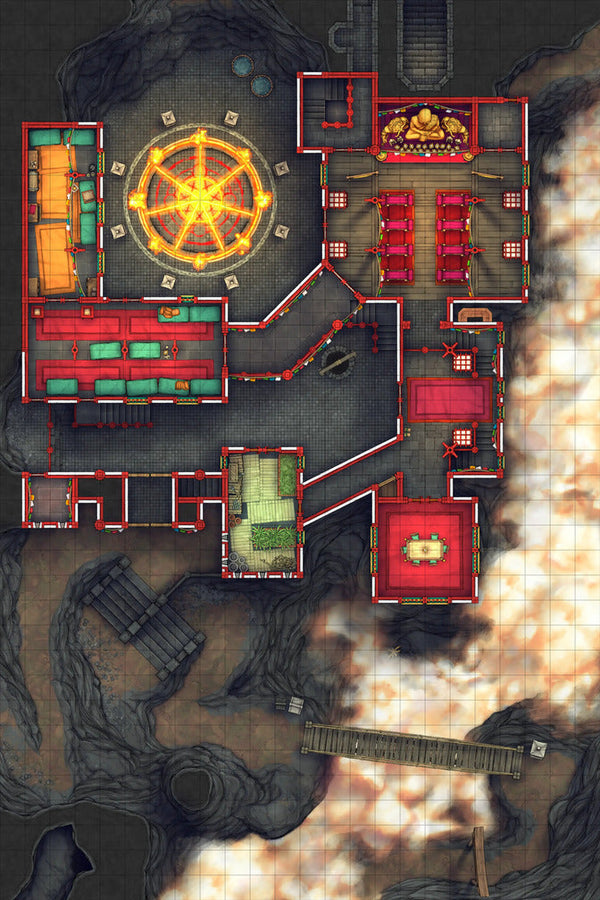 Iron Gate Monk Monastery | D&D Battlemap | DnDungeon