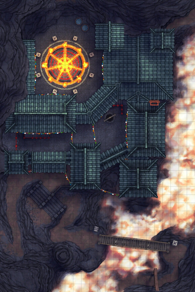 Iron Gate Monk Monastery Battlemap - fantasy battle map - Digital, Foundry VTT, Print