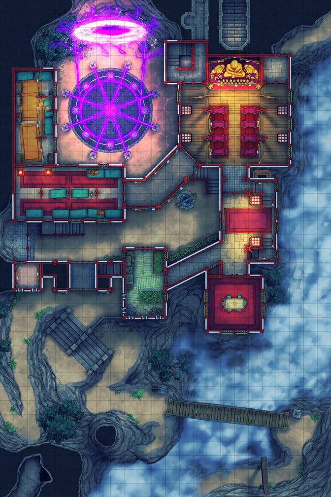 Iron Gate Monk Monastery Battlemap - fantasy battle map - Digital, Foundry VTT, Print