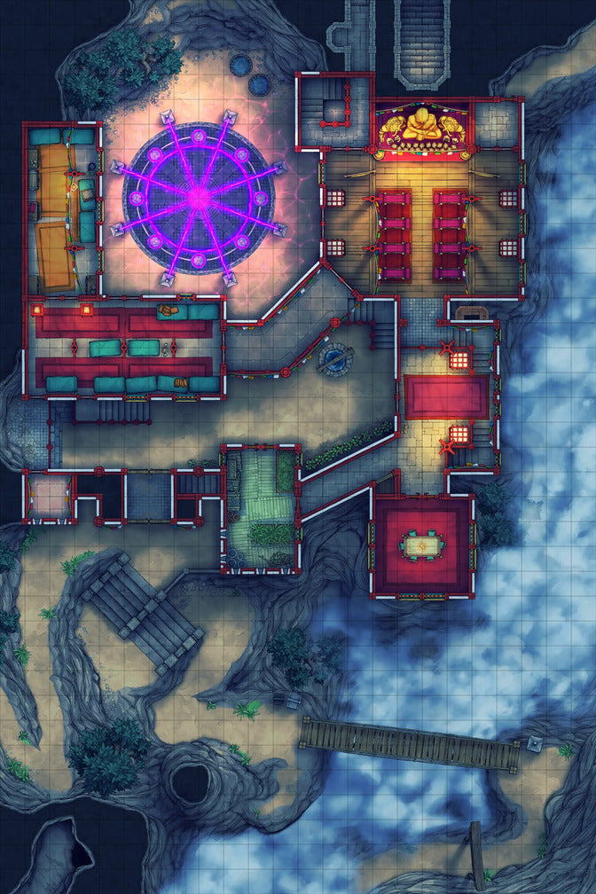 Iron Gate Monk Monastery Battlemap - fantasy battle map - Digital, Foundry VTT, Print