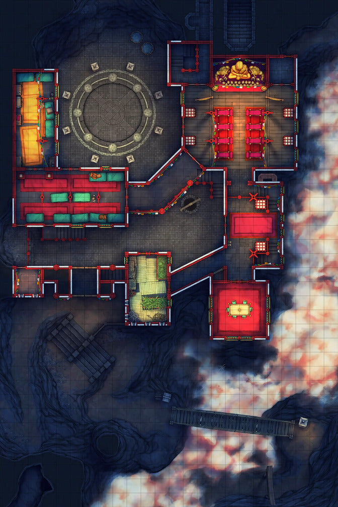 Iron Gate Monk Monastery Battlemap - fantasy blueprint - Digital, Foundry VTT, Print