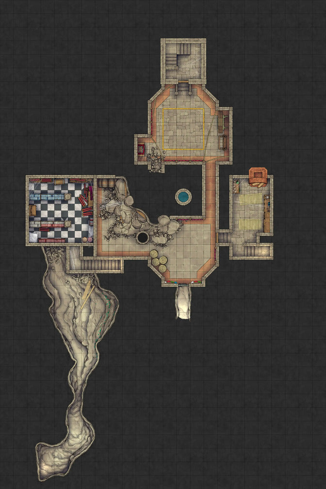 Iron Gate Monk Monastery Battlemap - fantasy dungeon map - Digital, Foundry VTT, Print