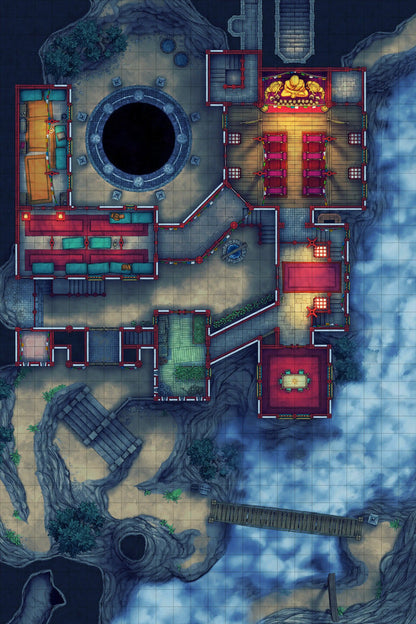 Iron Gate Monk Monastery Battlemap - fantasy map - Digital, Foundry VTT, Print