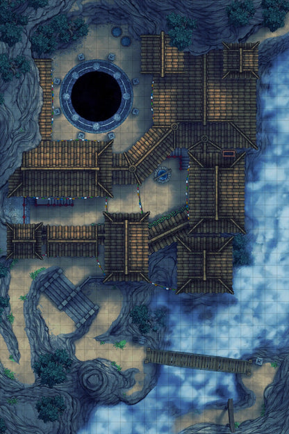 Iron Gate Monk Monastery Battlemap - overhead view temple complex - Digital, Foundry VTT, Print