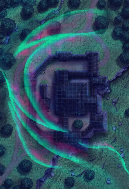 Japanese Castle Exterior Battlemap - fantasy castle energy - Digital, Foundry VTT, Print