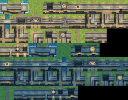 Mega Asian City Bundle Battlemap - blue white train station model - Digital, Foundry VTT, Print