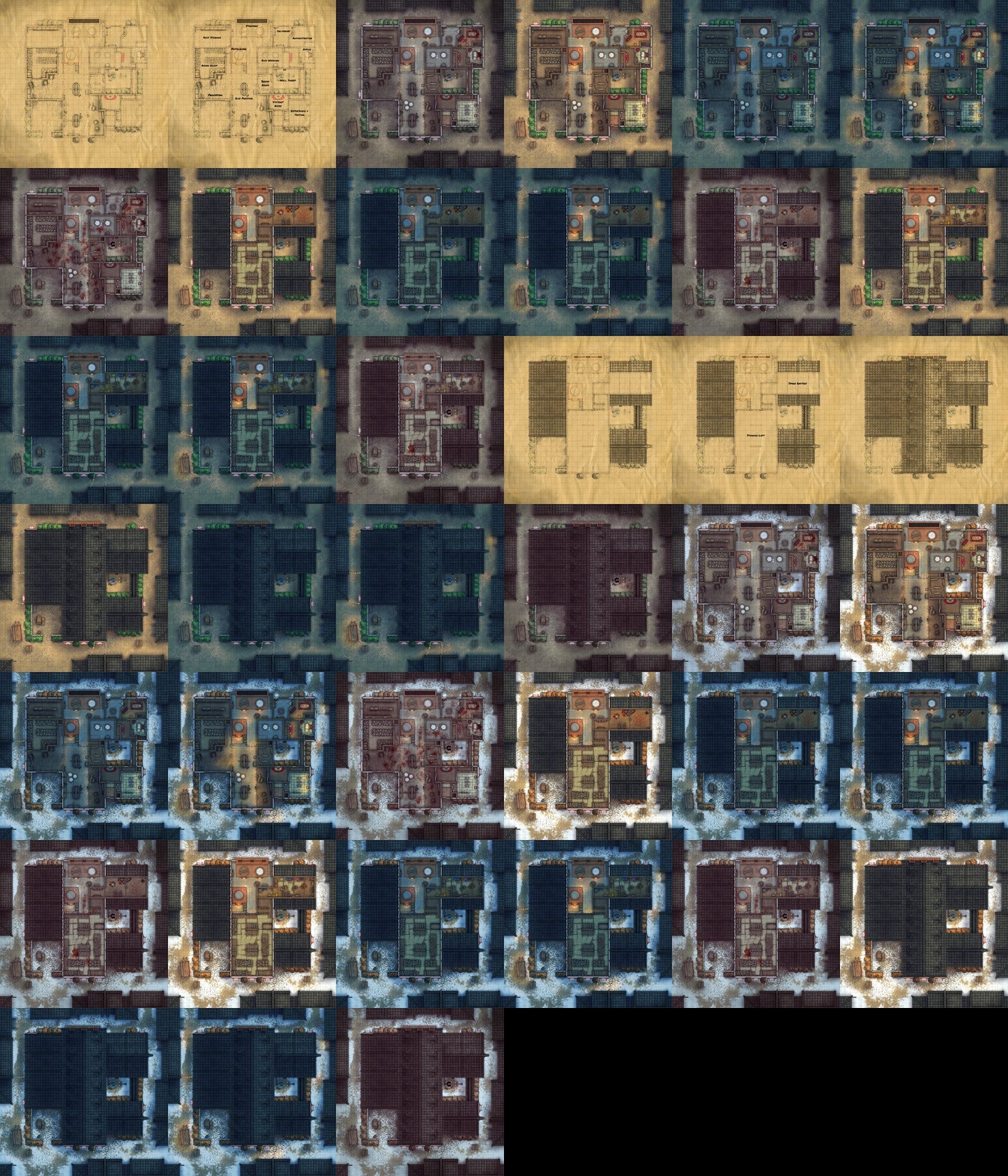 Mega Asian City Bundle Battlemap - gold brown patterned fabric patchwork - Digital, Foundry VTT, Print