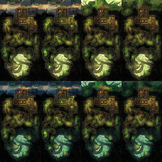 Mega Asian City Bundle Battlemap - green heart-shaped pendant necklace intricate - Digital, Foundry VTT, Print