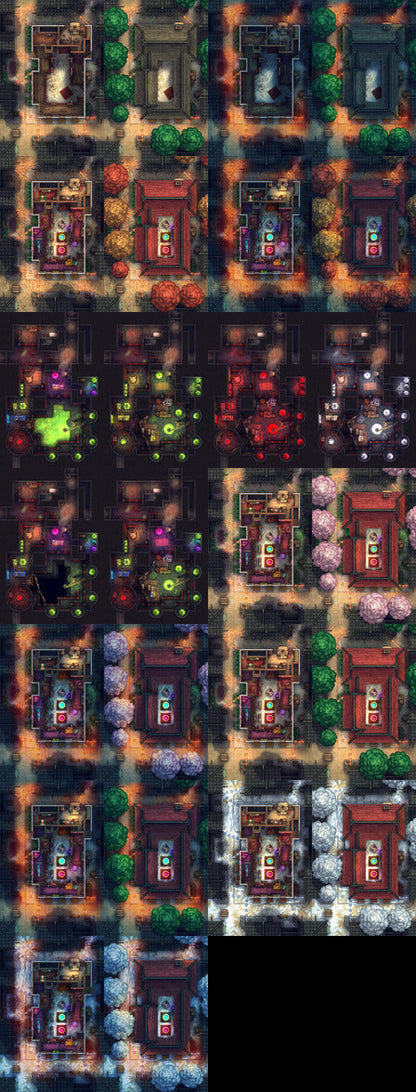 Mega Asian City Bundle Battlemap - red black checkered patterned fabric - Digital, Foundry VTT, Print