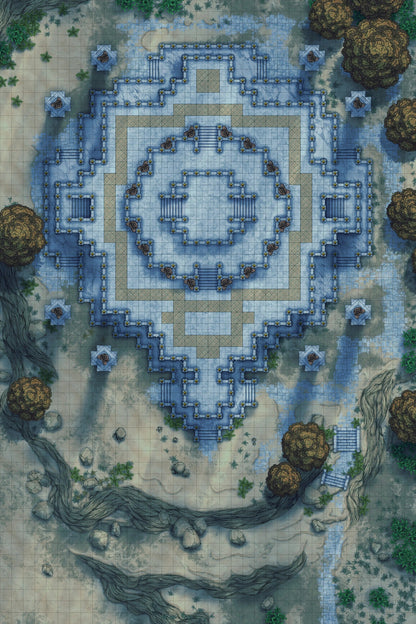 Minotaur Stupa / Bull Temple Battlemap - elaborate stone temple - Digital, Foundry VTT, Print