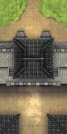 Modular Asian City Walls Tileset Battlemap - black tiled roof wooden beams - Digital, Foundry VTT, Print