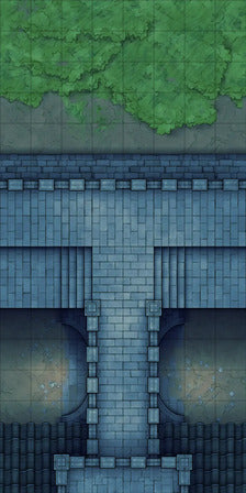 Modular Asian City Walls Tileset Battlemap - blue stone bridge model arches - Digital, Foundry VTT, Print