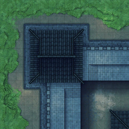 Modular Asian City Walls Tileset Battlemap - blue tiled roof black tiles - Digital, Foundry VTT, Print