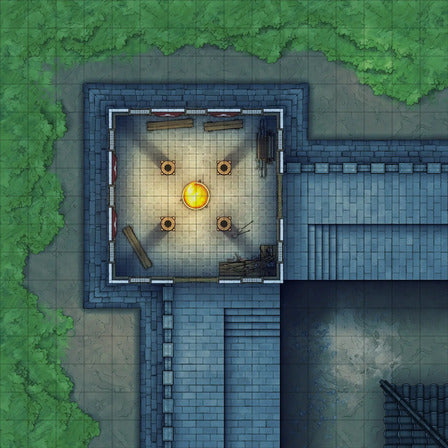 Modular Asian City Walls Tileset Battlemap - golden sphere pendant necklace intricate - Digital, Foundry VTT, Print