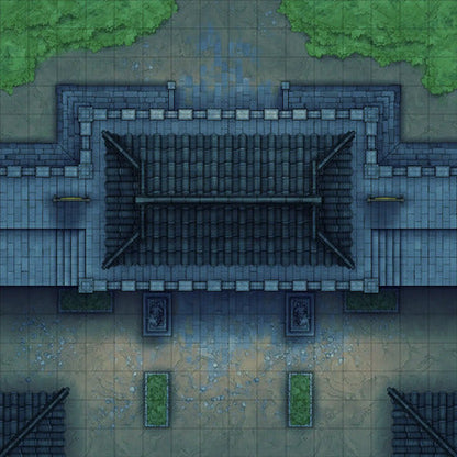 Modular Asian City Walls Tileset Battlemap - gray stone temple roof tiled - Digital, Foundry VTT, Print