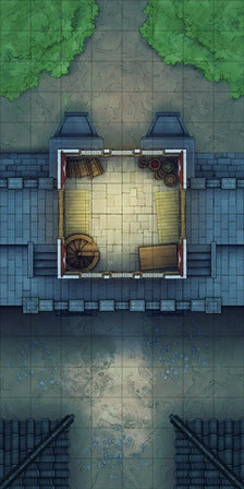 Modular Asian City Walls Tileset Battlemap - wooden garden bench curved backrest - Digital, Foundry VTT, Print