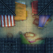 Modular Japanese Alleys & Streets Tileset Battlemap - colorful market stalls - Digital, Foundry VTT, Print