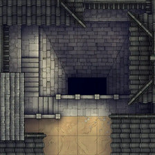 Modular Japanese Alleys & Streets Tileset Battlemap - dark brick-lined pit - Digital, Foundry VTT, Print