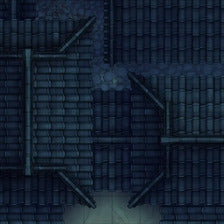 Modular Japanese Alleys & Streets Tileset Battlemap - dark tiled rooftops - Digital, Foundry VTT, Print