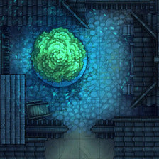 Modular Japanese Alleys & Streets Tileset Battlemap - green bush - Digital, Foundry VTT, Print