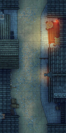 Modular Japanese Alleys & Streets Tileset Battlemap - narrow dimly lit alleyway - Digital, Foundry VTT, Print