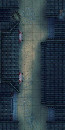 Modular Japanese Alleys & Streets Tileset Battlemap - narrow shadowed alleyway - Digital, Foundry VTT, Print