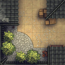 Modular Japanese Alleys & Streets Tileset Battlemap - overhead view town square - Digital, Foundry VTT, Print
